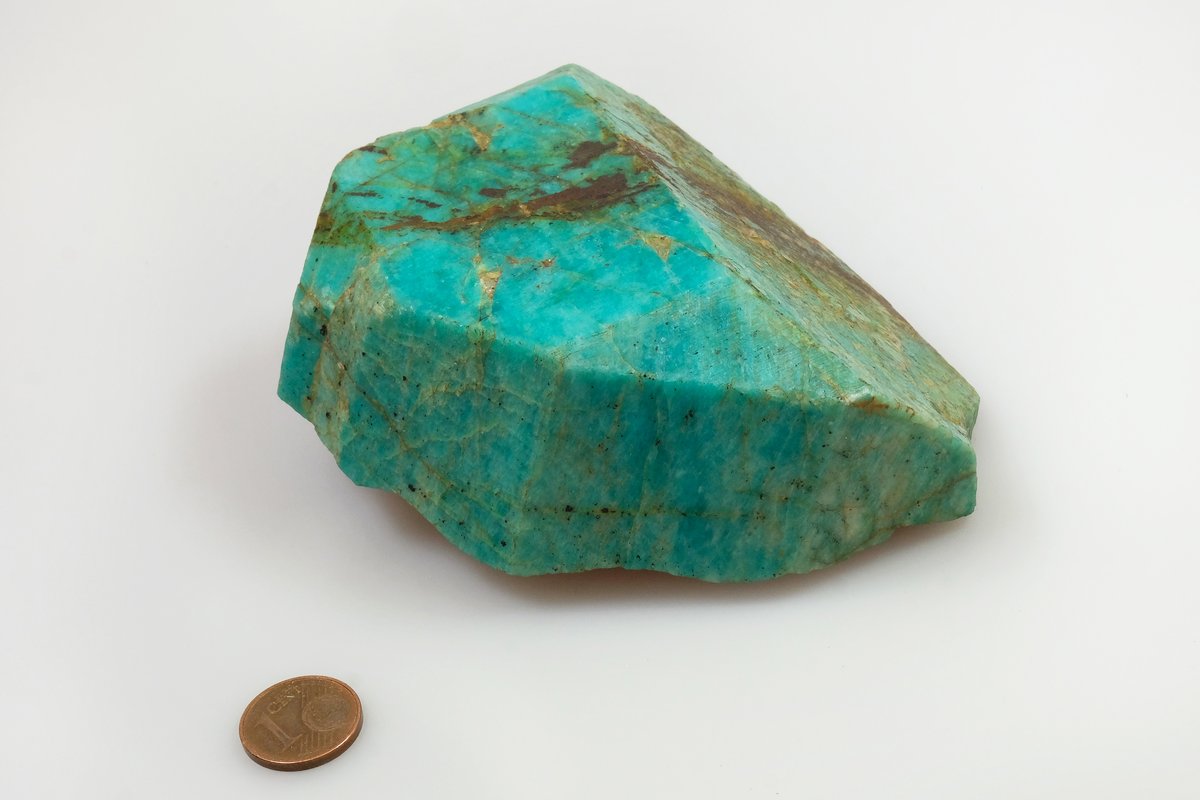 Rough amazonite specimen from Pikes Peak, Colorado