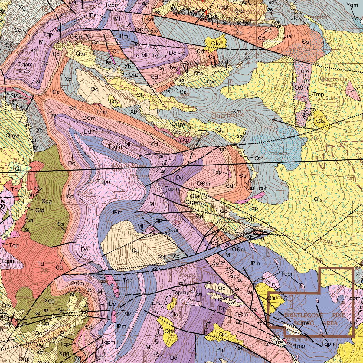 Real Colorado Geological Survey geologic map of the Alma quadrangle in Park and Summit counties